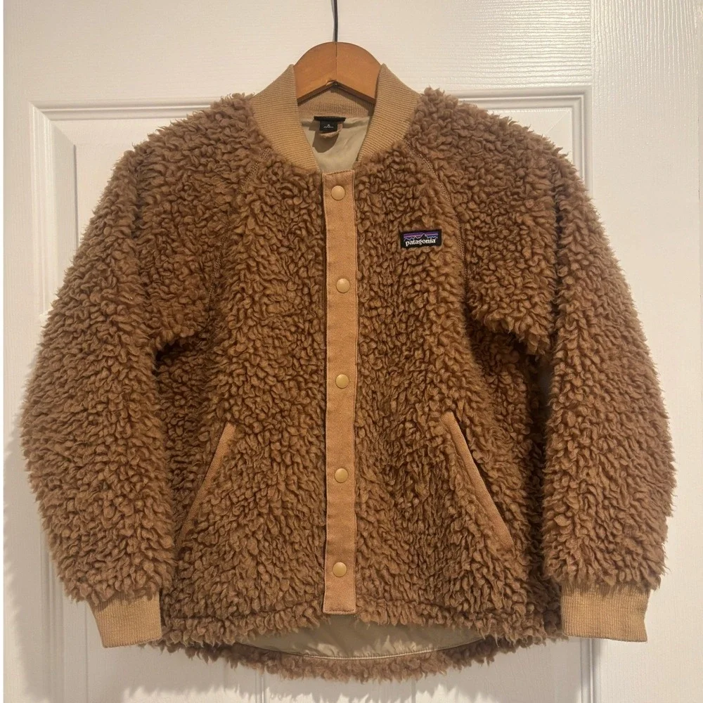 Patagonia Kids Grayling Brown Retro-X Bomber Fleece Jacket Size S 7-8 Granola